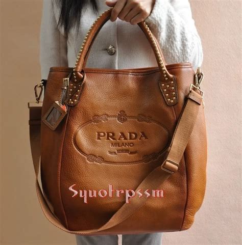 prada milano purse brown leather